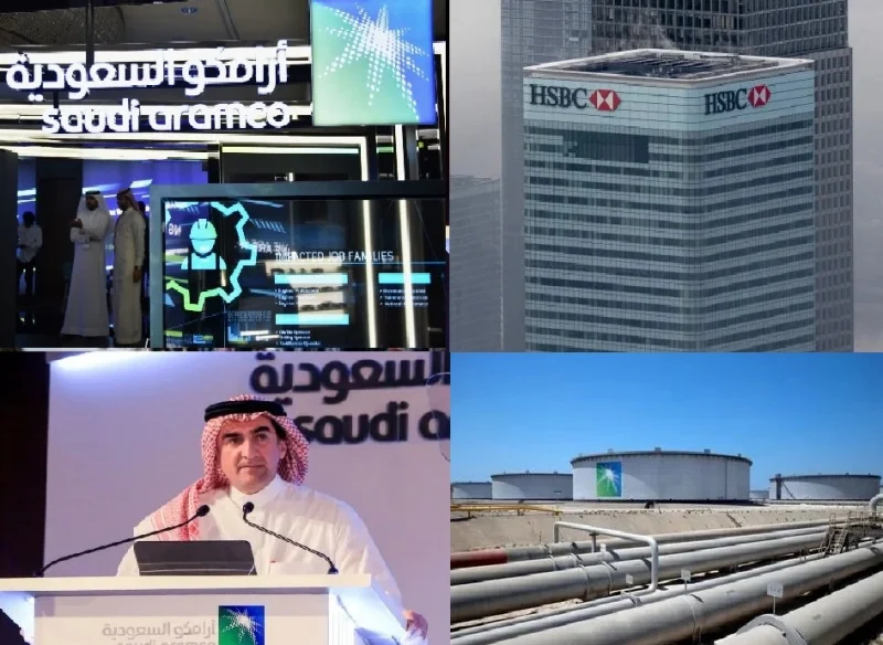 Collage of HSBC and Saudi Aramco oil projects